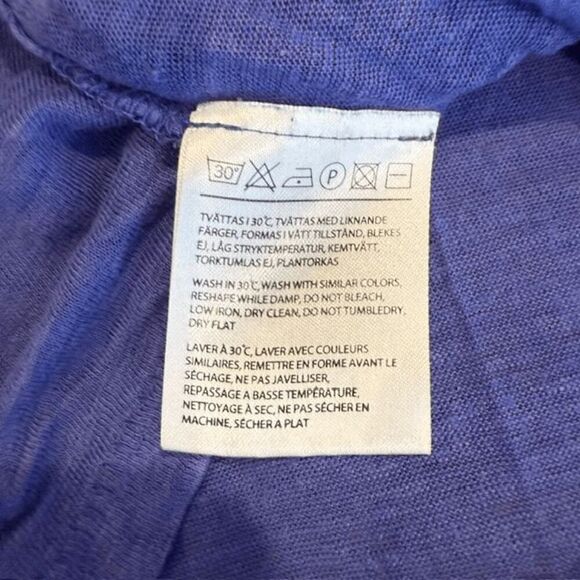 ACNE Wonder Linen 5512 T-Shirt Violet Blue Purple FOR REPAIR Scoop Neck Small - Picture 8 of 11